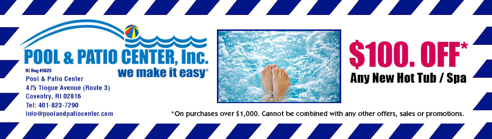 $100 OFF any Spa at Pool & Patio Center